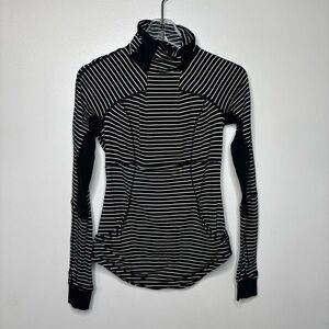 BOGO ✨ Lululemon Athletica Top Base Runner 1/2 Zip Black White Stripe Size 4.